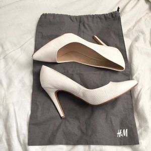 H&M White Crocodile Heels