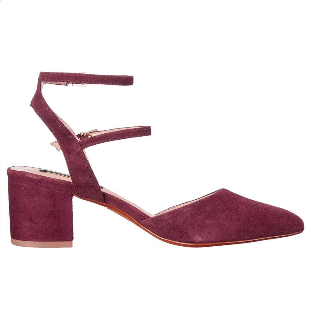 Wine Mary Jane Ankle Strap Pumps - Picture 5 of 6