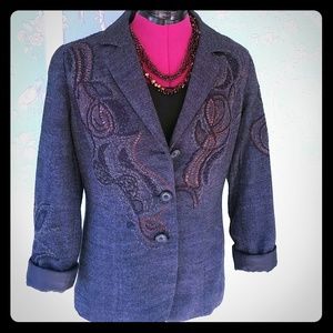 Coldwater Creek Navy Embellished Blazer
