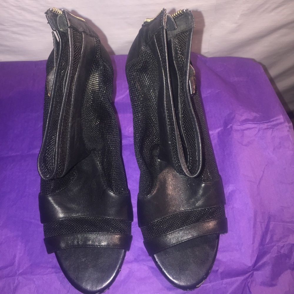 Size 8 1/2 leather and mesh heels