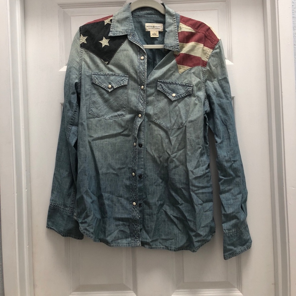 Blue denim button up