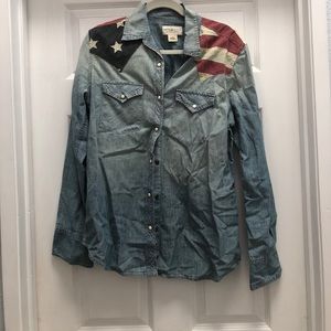 Blue denim button up