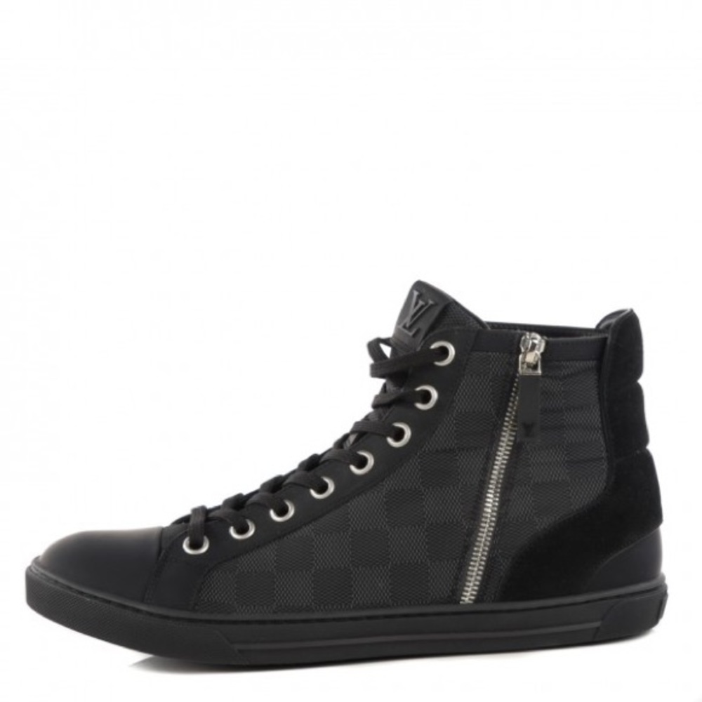 Men's calfskin Damier graphite high top sneakers