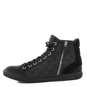 Men's calfskin Damier graphite high top sneakers