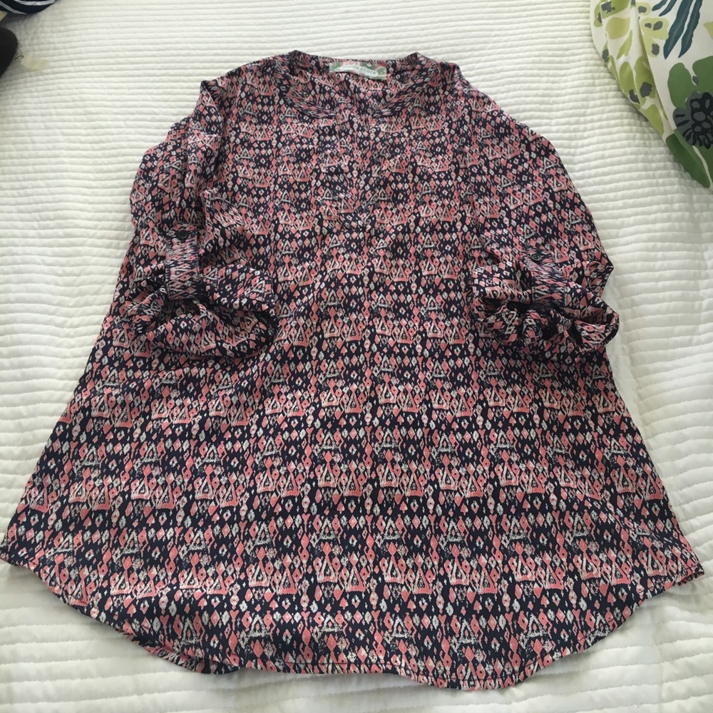 Pants Store Navy and Pink Print Shirt