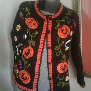 Halloween sweater size Small highot embellished