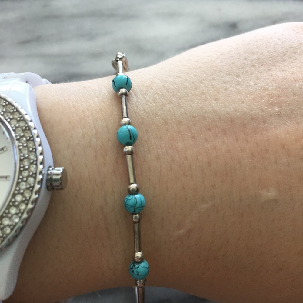 🦋Bracelet | Silver and Turquoise Beaded