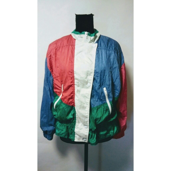 Vintage Jackets & Blazers - Vintage 80's color block retro track jacket
