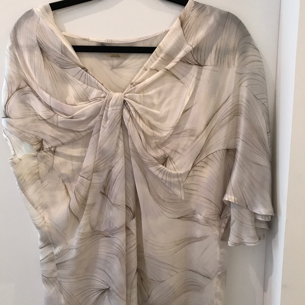 Silk Assymerical Ports Short Sleeve Blouse
