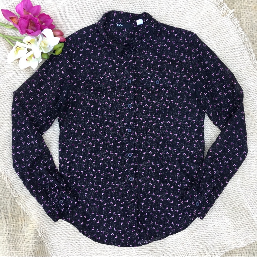 Urban Outfitters BDG Top Shirt Blouse Black COTTON