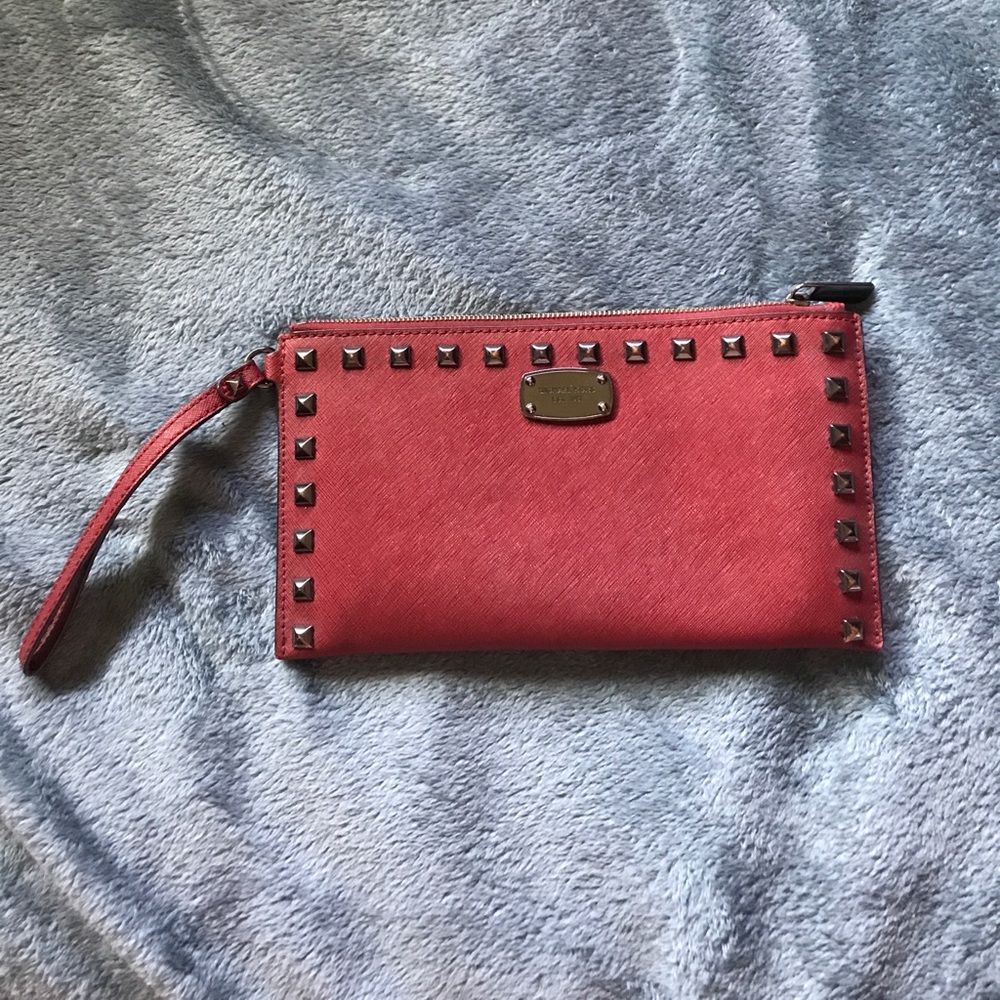 Michael Kors brick red wristlet