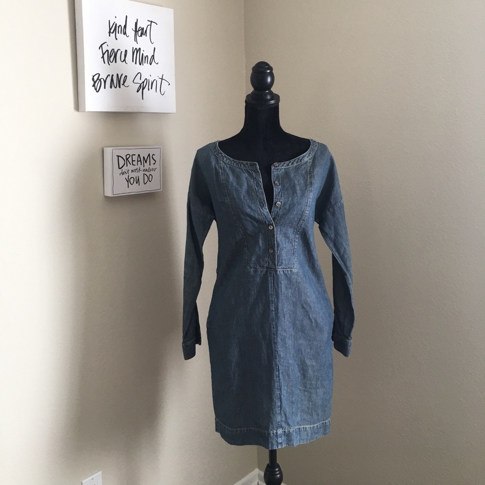 Theory Jean Button Down Tunic Dress Denim
