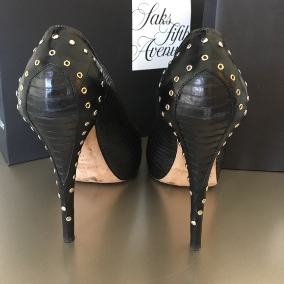 Jimmy Choo Black Python Cosmic Studded Pumps - Picture 3 of 6