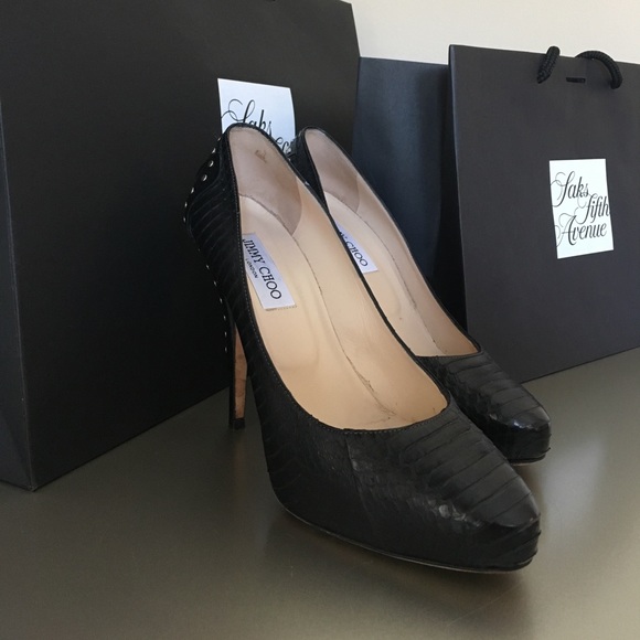Jimmy Choo Black Python Cosmic Studded Pumps - Picture 4 of 6