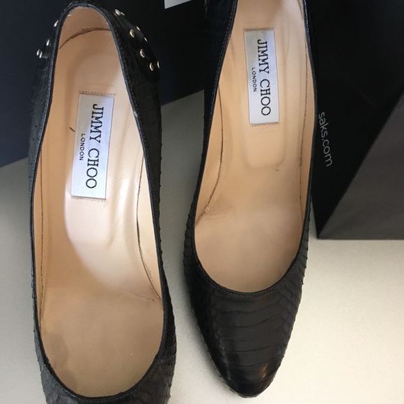 Jimmy Choo Black Python Cosmic Studded Pumps - Picture 5 of 6