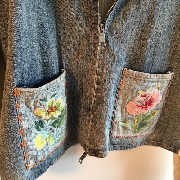 Embroidered Jean Sweater jacket - Picture 4 of 4
