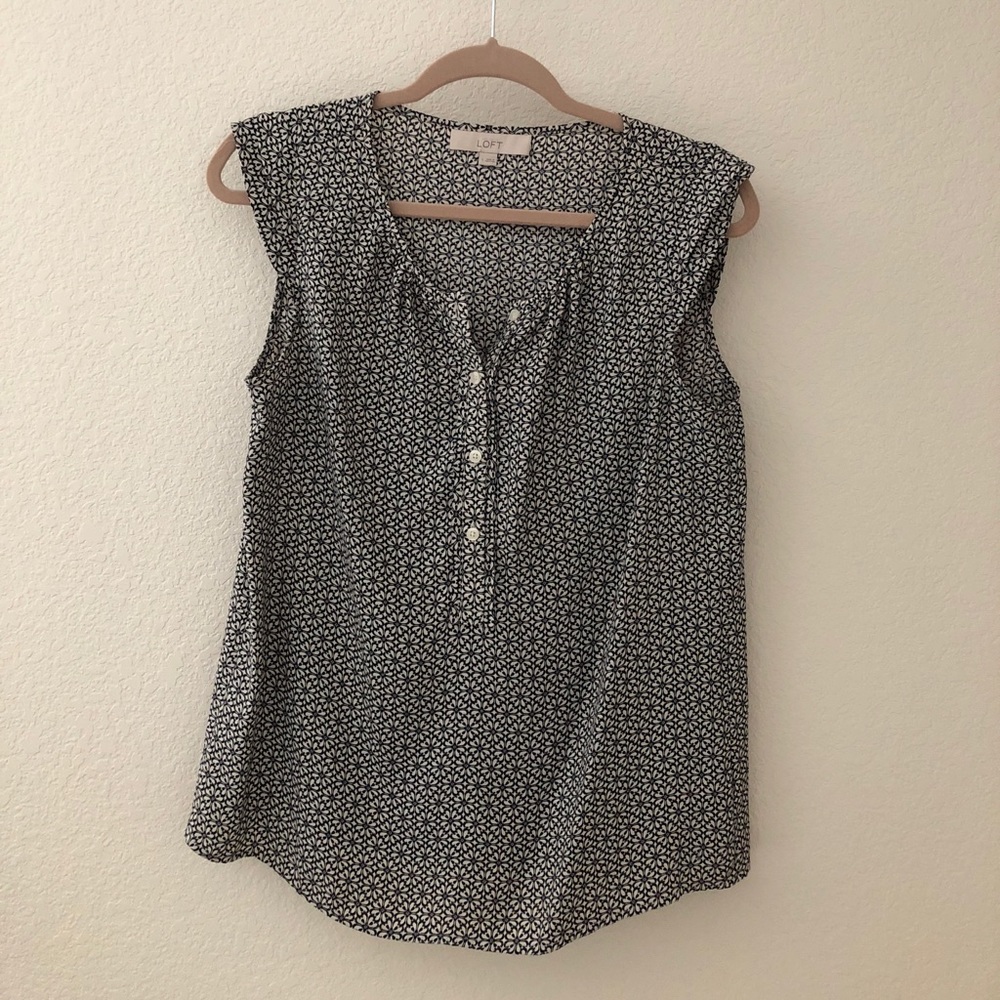 Black and white floral blouse