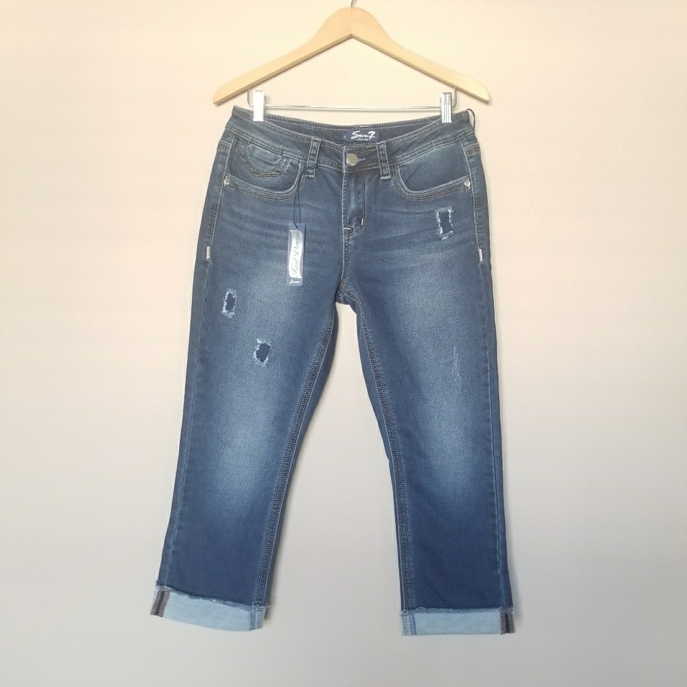 New Seven7 Frayed Cropped Jeans 8