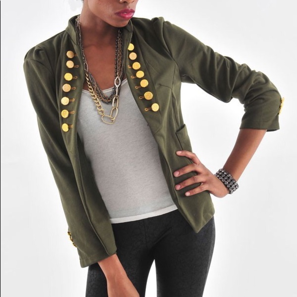 Military Open Front Blazer