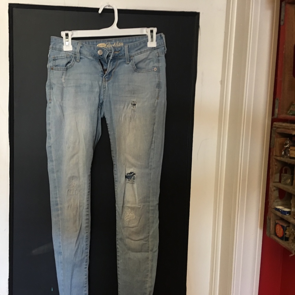 old navy , slightly ripped jeans light wash