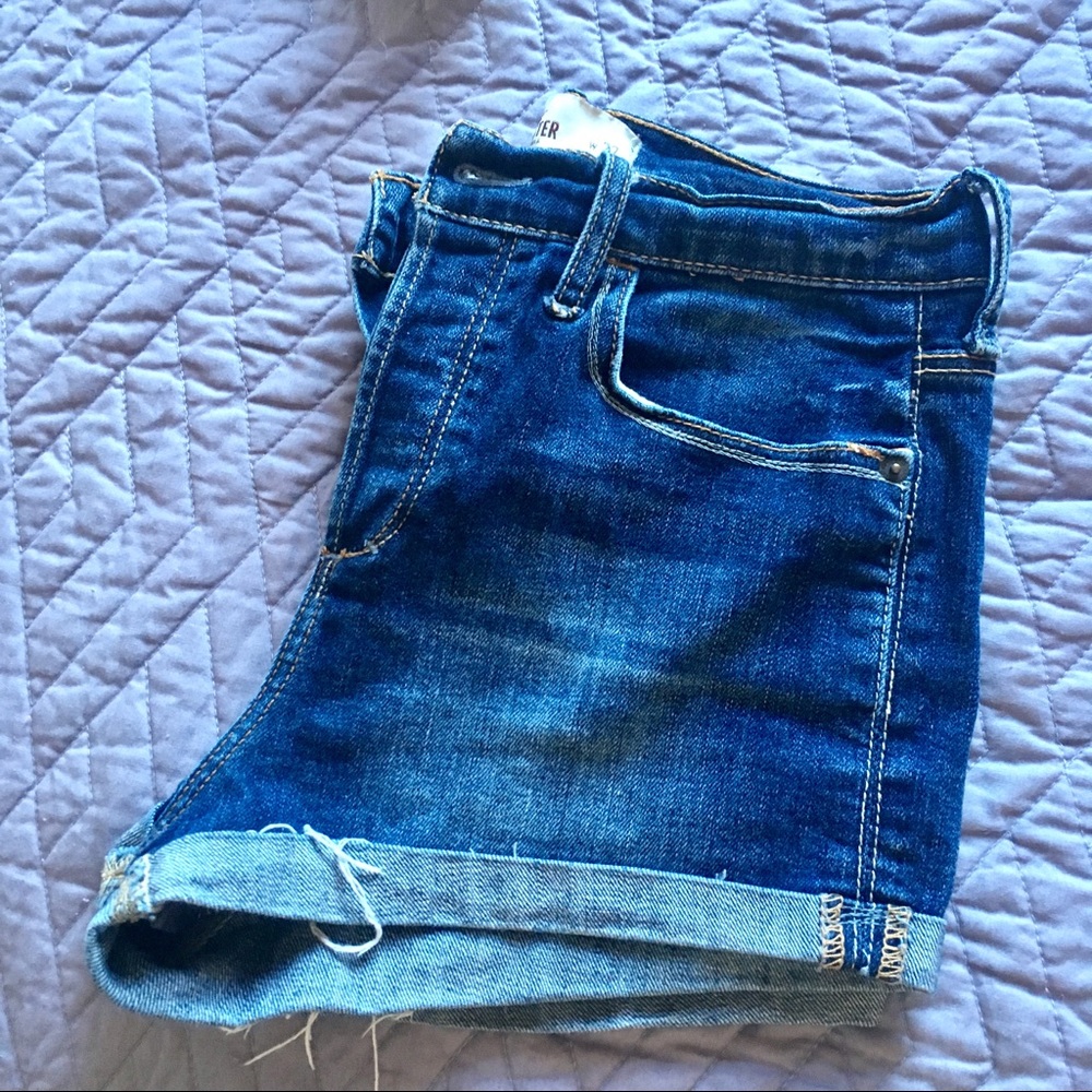 Hollister dark denim cut off high waisted shorts