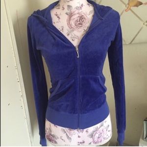 juicy Couture Blue Velour Zip Up Sweater
