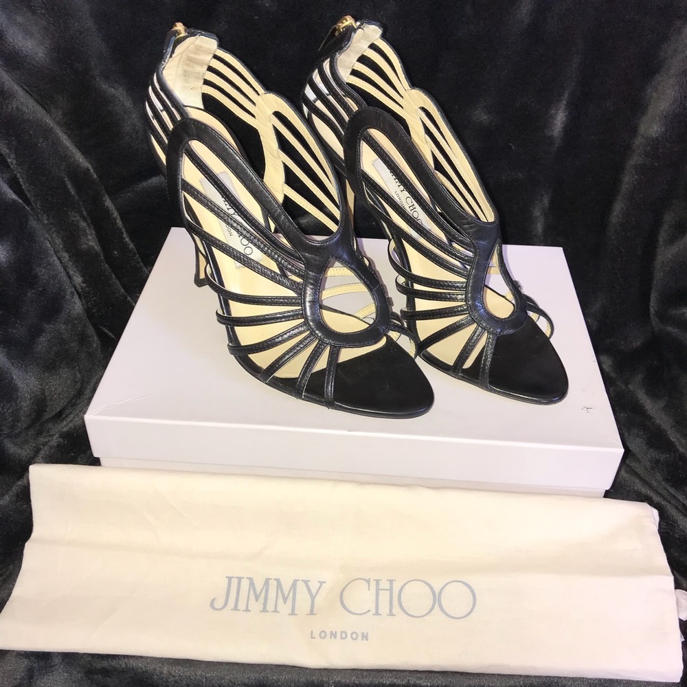 Jimmy Choo Kid Leather Strappy Heels