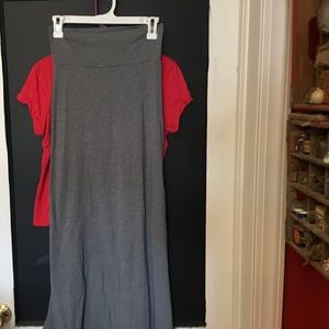 grey split bottom maxi skirt