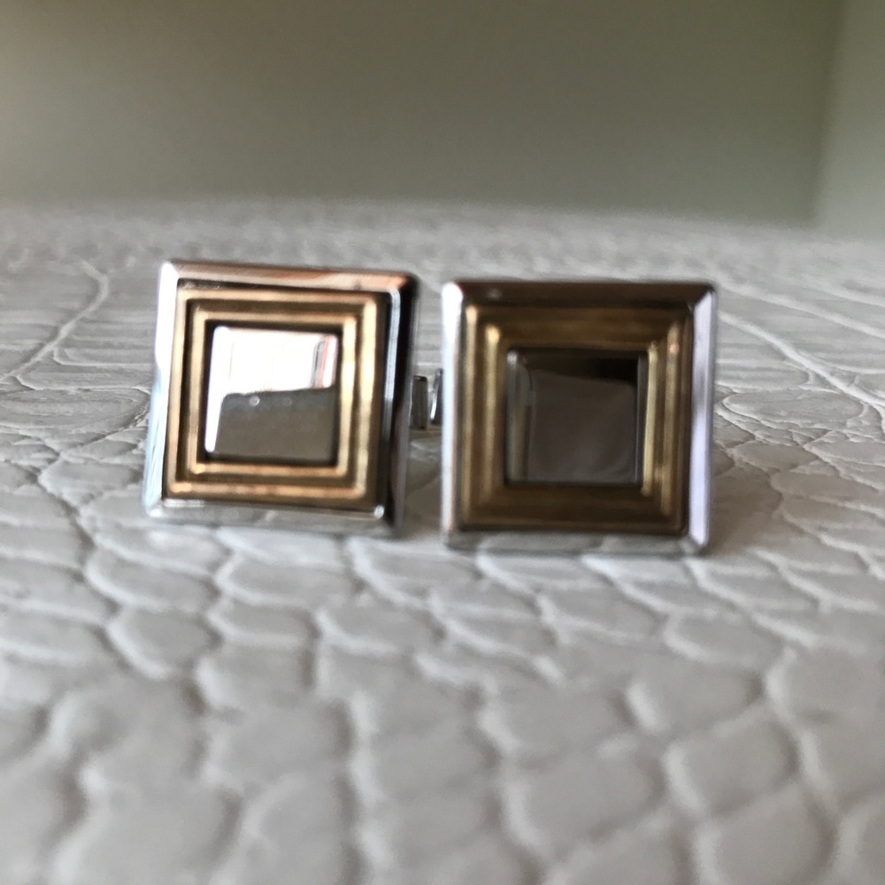 Cuff links stainless steel with true Gold