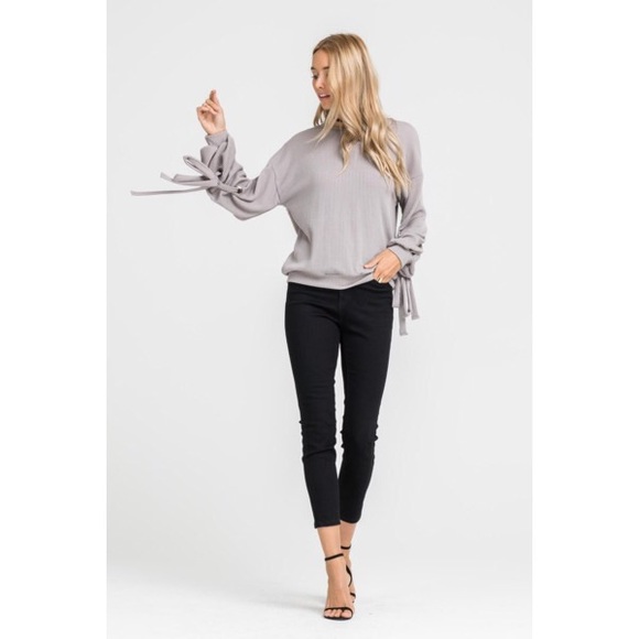 >>LAST<< Olivia Ribbed Bow Sleeve Top - Ivory - Picture 5 of 6