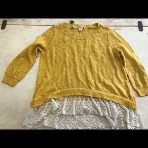 Sweater with lace bottom