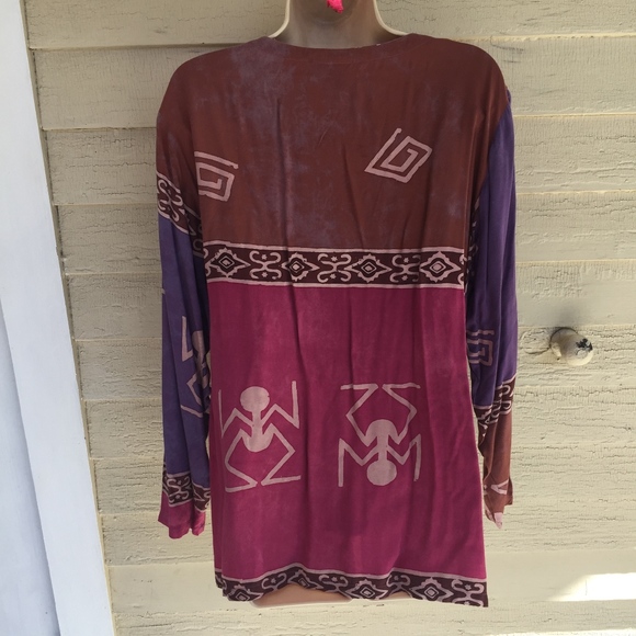 LAS MANOS 100% rayon patterned vented tunic/M - Picture 5 of 5