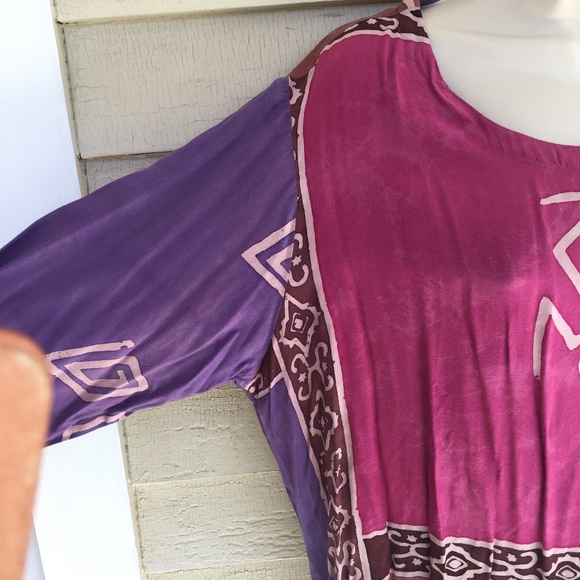 LAS MANOS 100% rayon patterned vented tunic/M - Picture 4 of 5