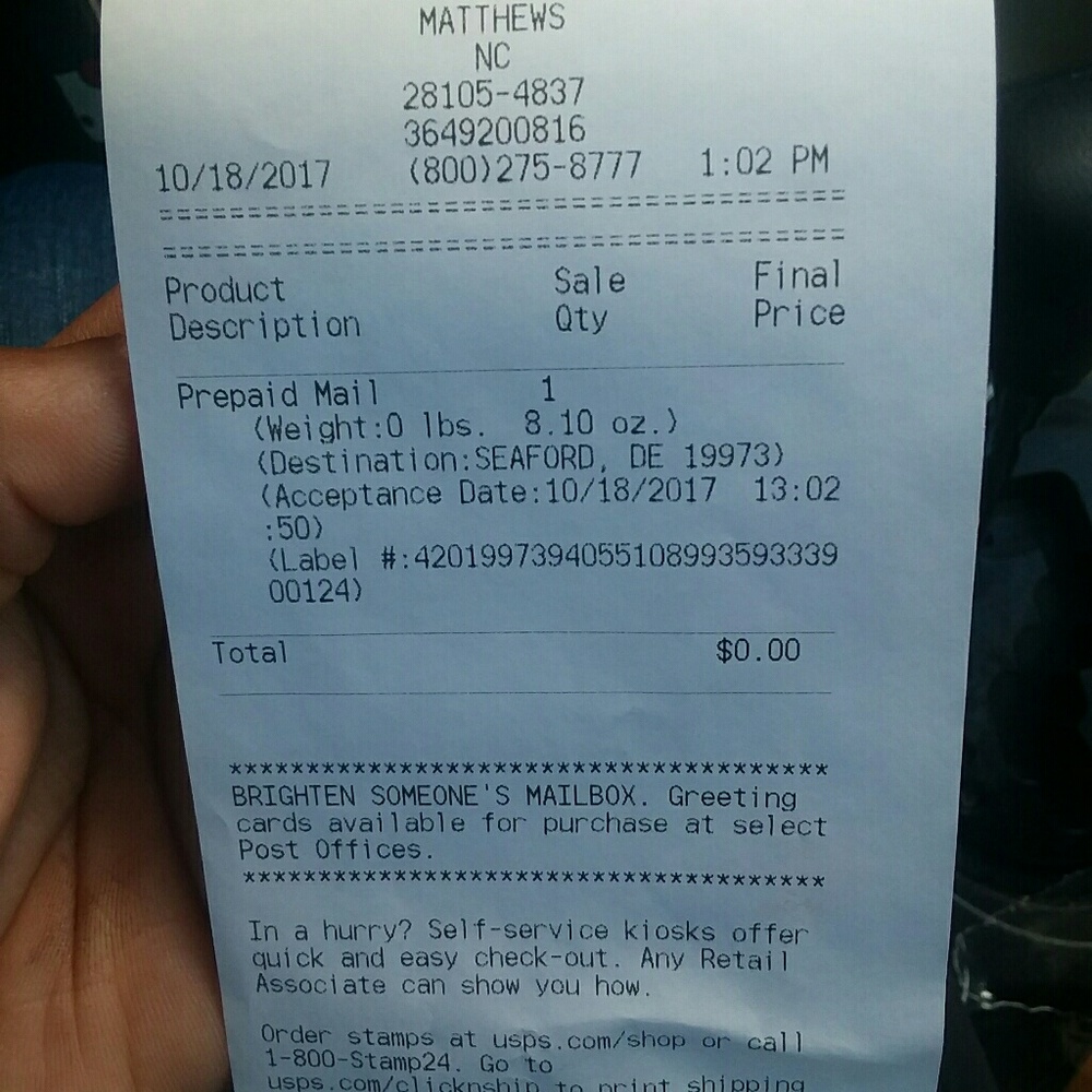 MRSFIELDS shipping proof