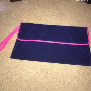 Navy and hot pink wristlet