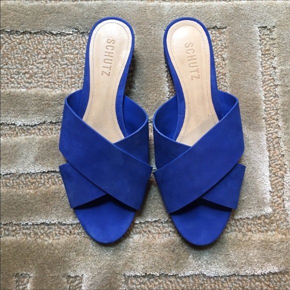 SCHUTZ Shoes - SCHUTZ Barbarella Slip On Sandal Blue