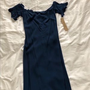 Reformation navy off the shoulder dress
