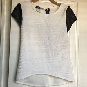 NWT! Beautiful leather and woven blouse