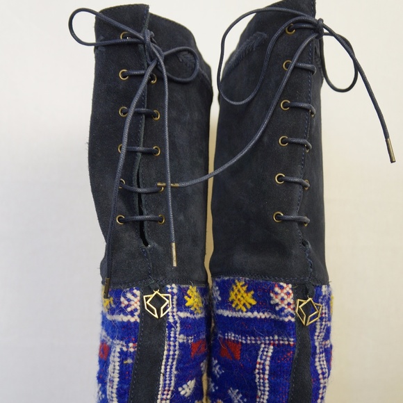 COBRA SOCIETY Navy Suede Over the Knee Boots - Picture 5 of 6