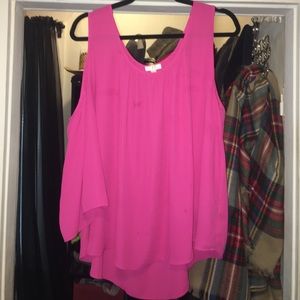Pink cold shoulder blouse