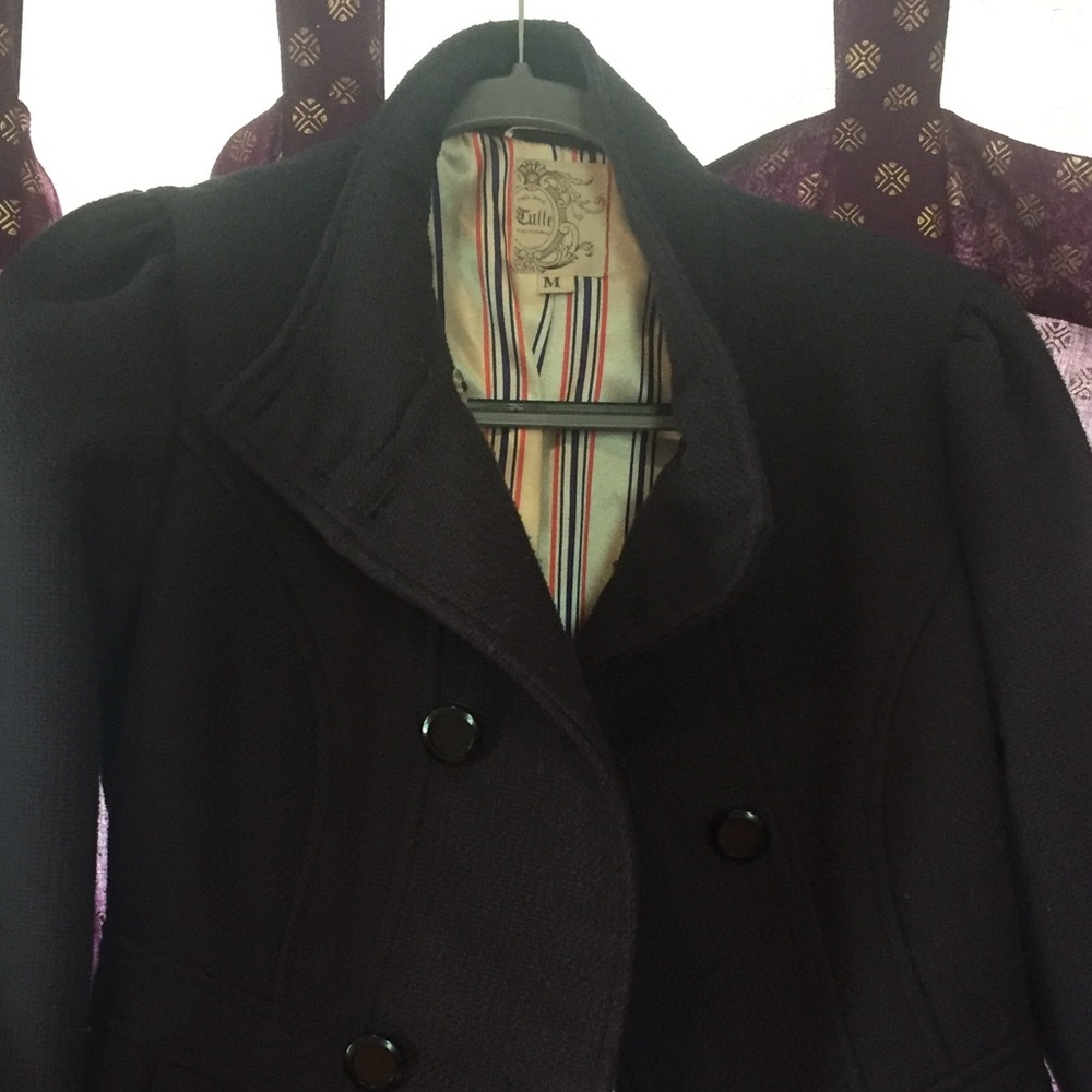 Navy military style short jacket