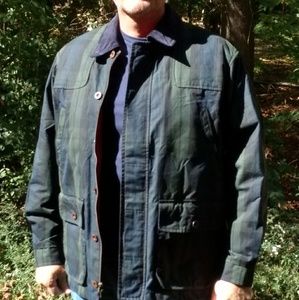 Black watch tartan waxed cotton barn coat Clearance