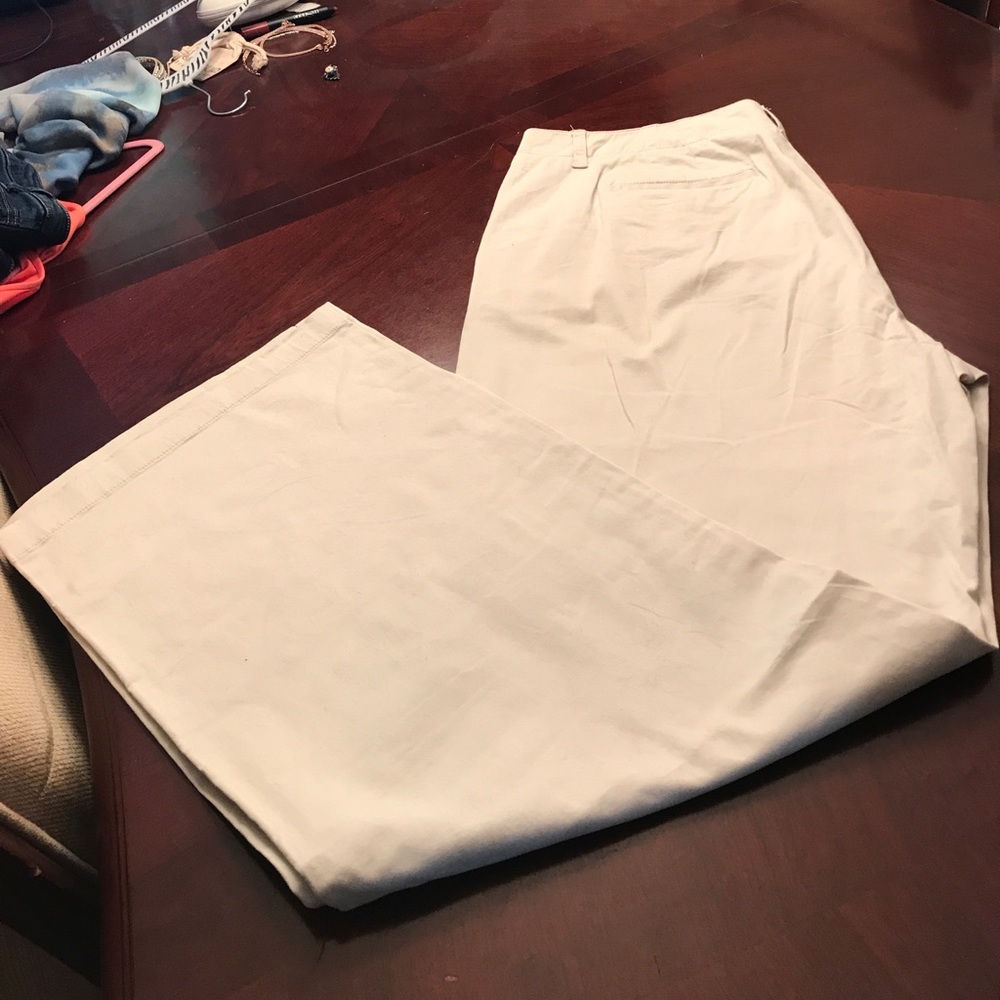 Tan Tall JJill cotton wide leg pant.