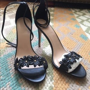 J. Crew leather flower heels
