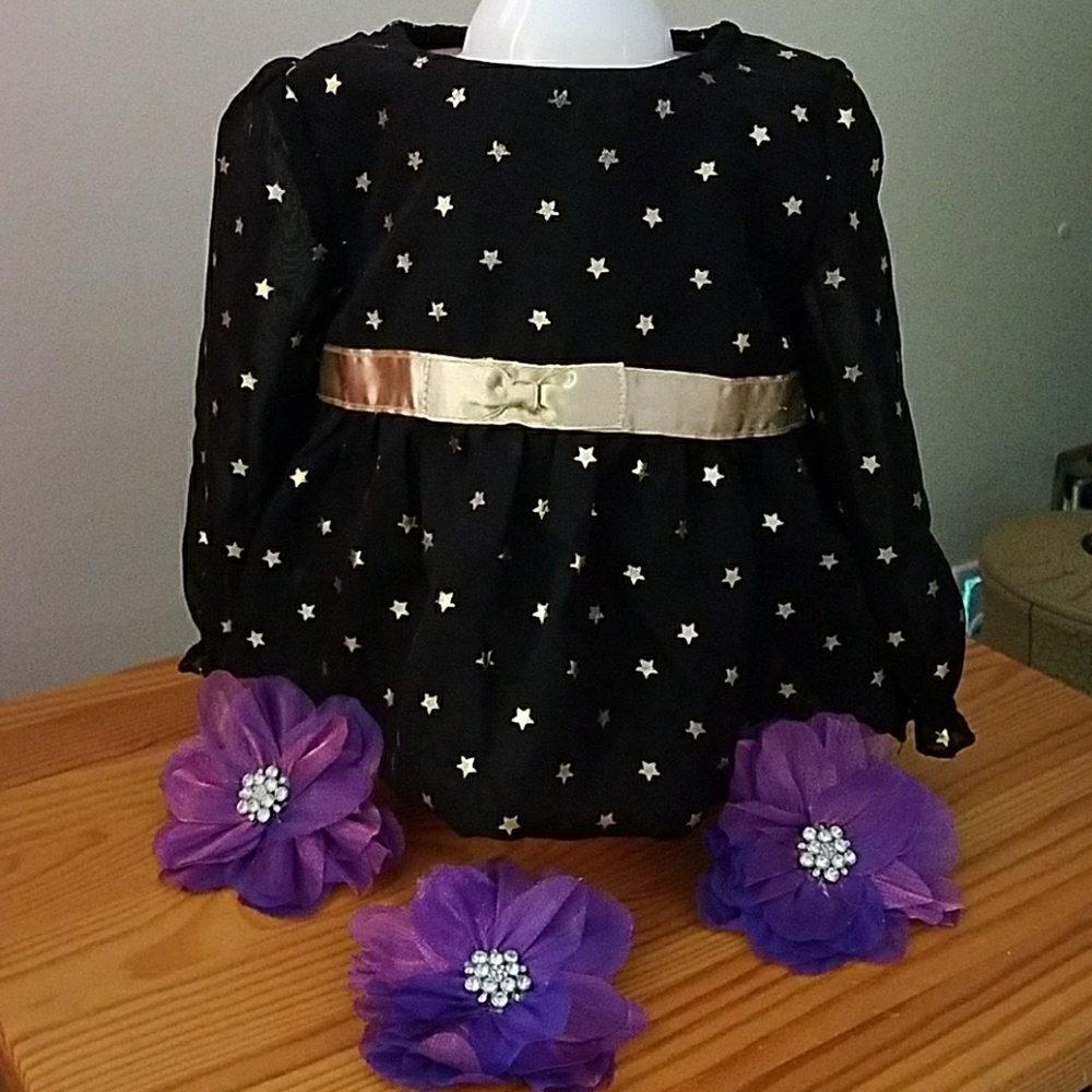 🔴Black & Gold Stars Infant Dress