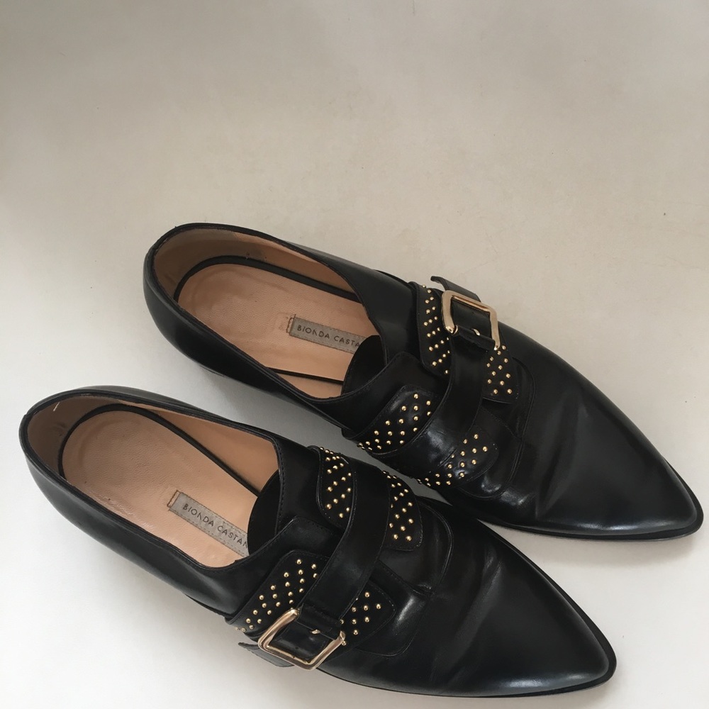 Bionda Castana black leather Oxford flat