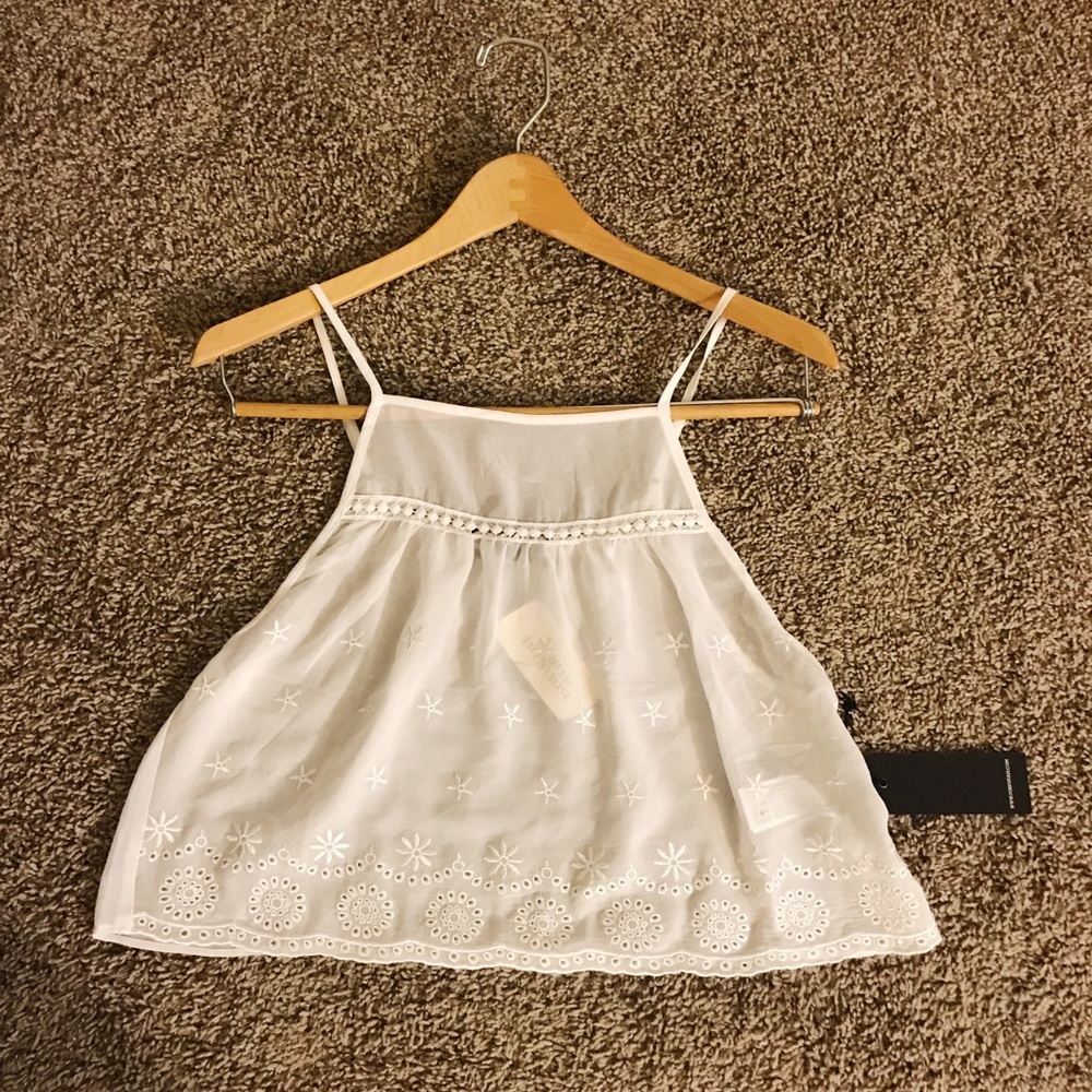 Brand New Forever 21 Chiffon Embroidered Crop Tank