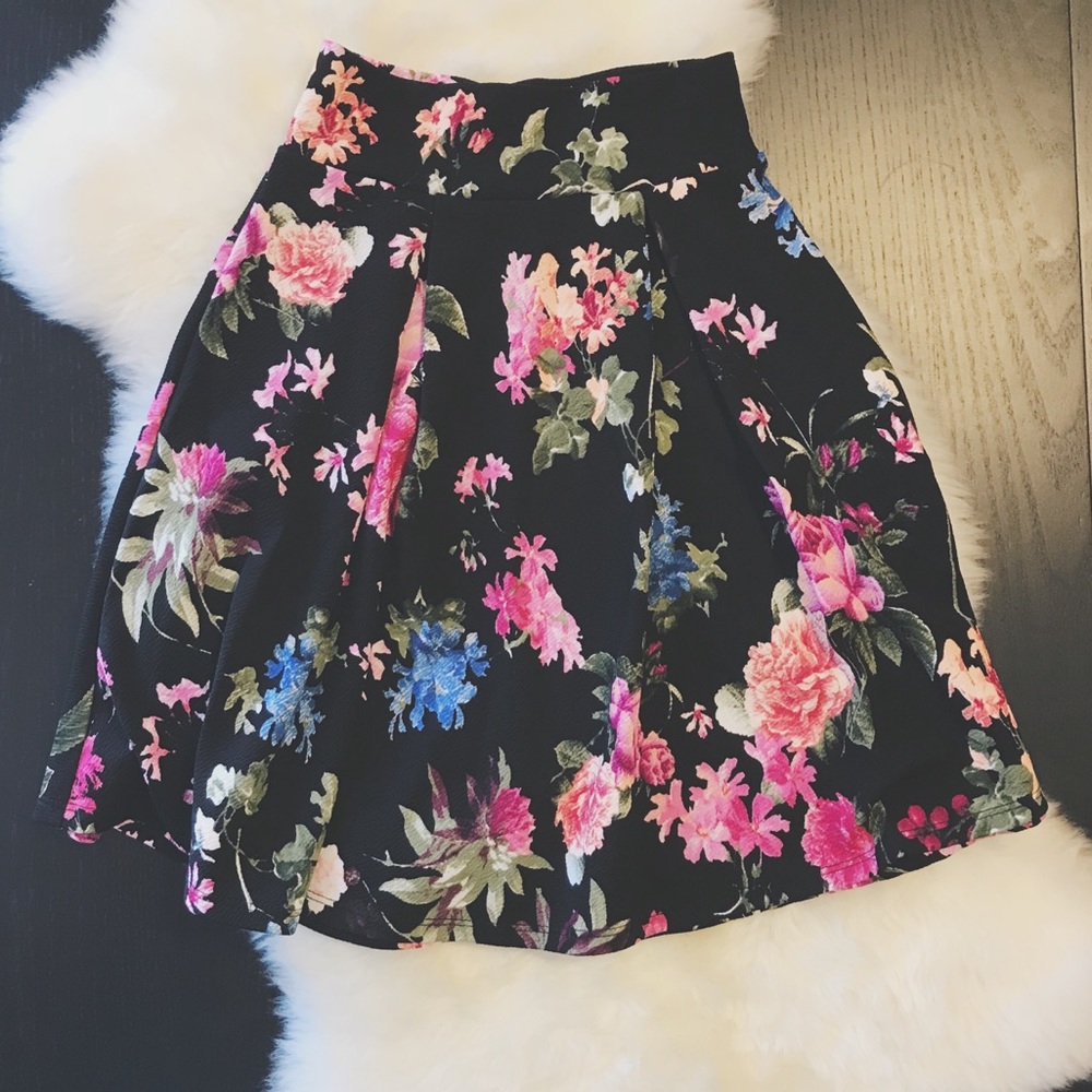 Charlotte Russe Floral Skater Skirt