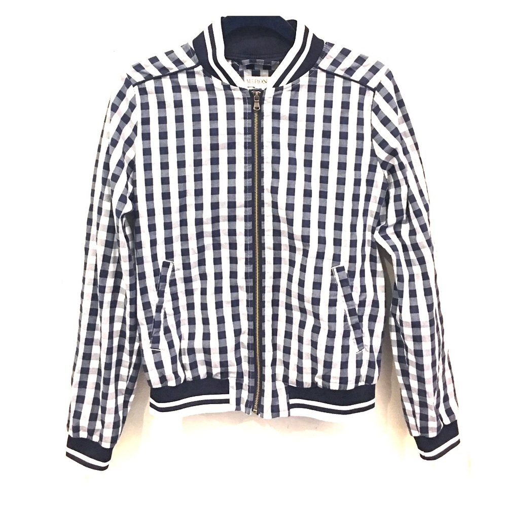 Navy & White Bomber Style Jacket