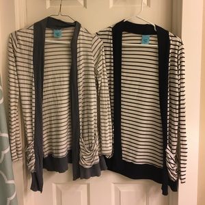 2 Striped Cartigans, grey and navy, small